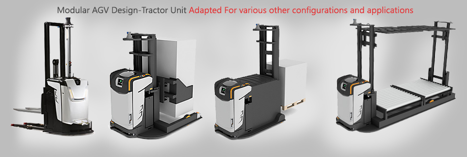 Modular AGV Design-Tractor Unit Adapted for various other configurations and applications